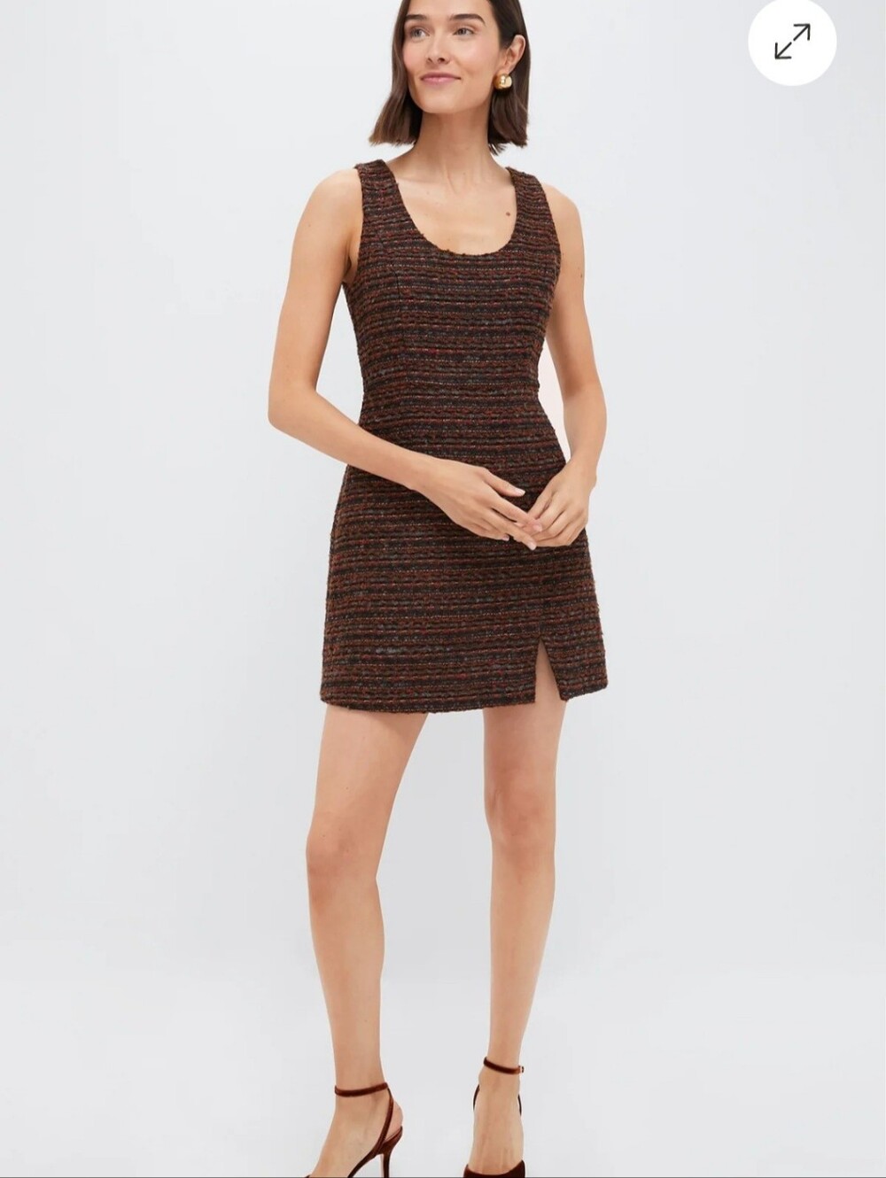 Hyacinth House / Tuckernuck Brown Multi Shimmer Mae Tweed Mini Dress Size Large